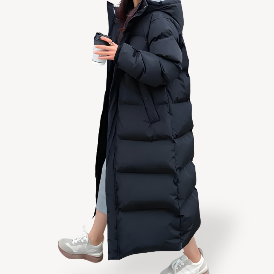 Image of Abigail | Women's Longline Quilted Hooded Puffer Jacket