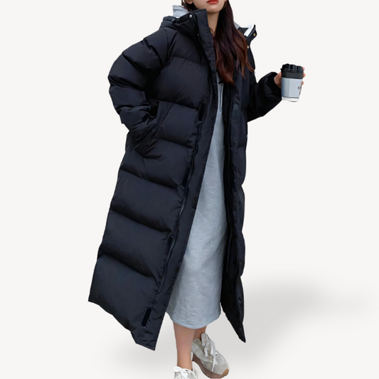Image of Abigail | Women's Longline Quilted Hooded Puffer Jacket