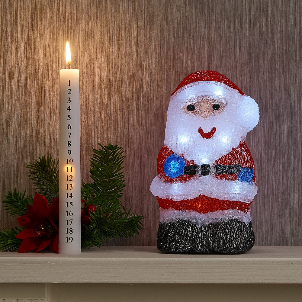 Acrylic Santa Claus with LED Lights - 20 cm
