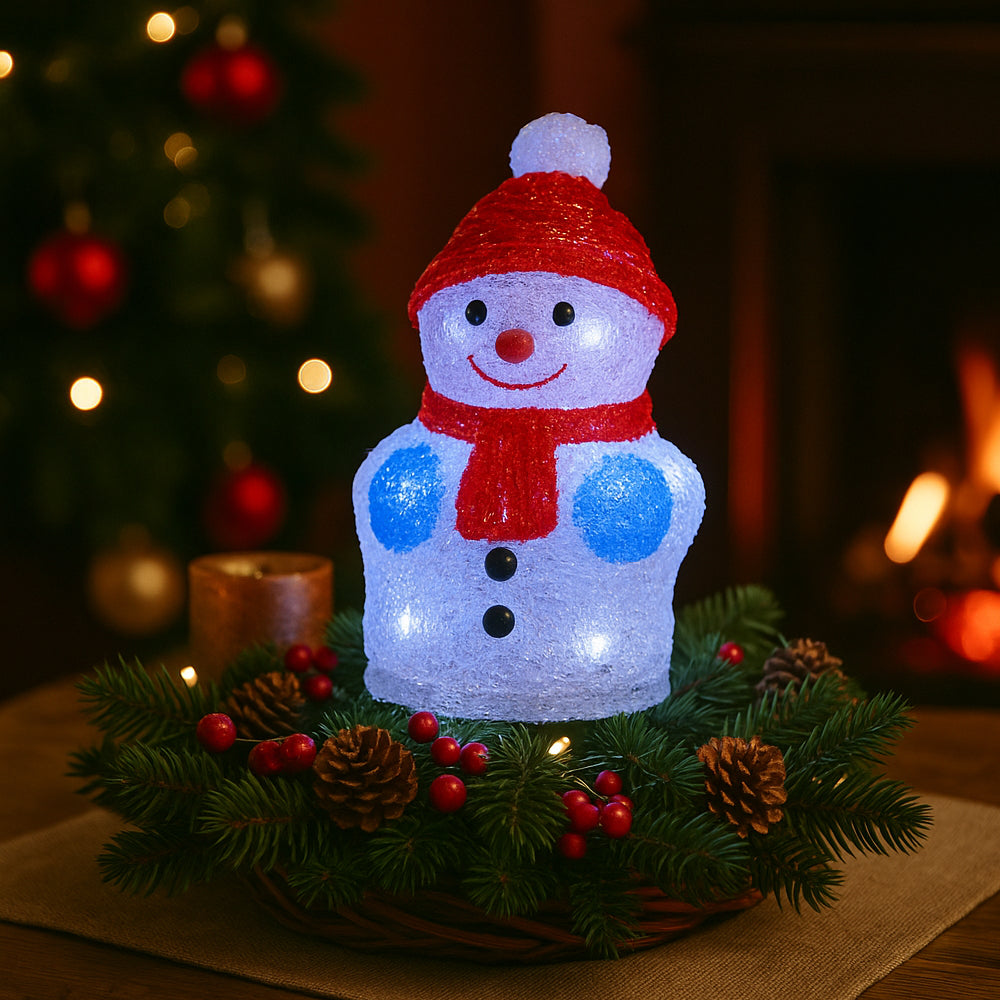 Acrylic Snowman with LED Light - Height 21 cm