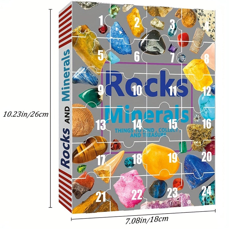 Advent Calendar with 24 Natural Crystals | Christmas Countdown Seasonal Decoration