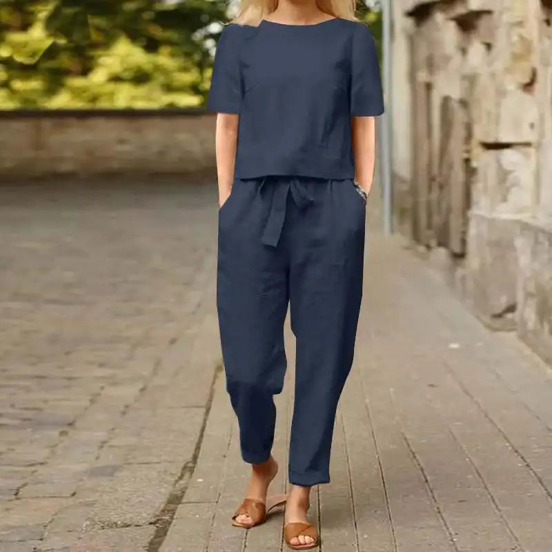 Image of Aimee | Women's Cropped Tie Waist Two-Piece Set