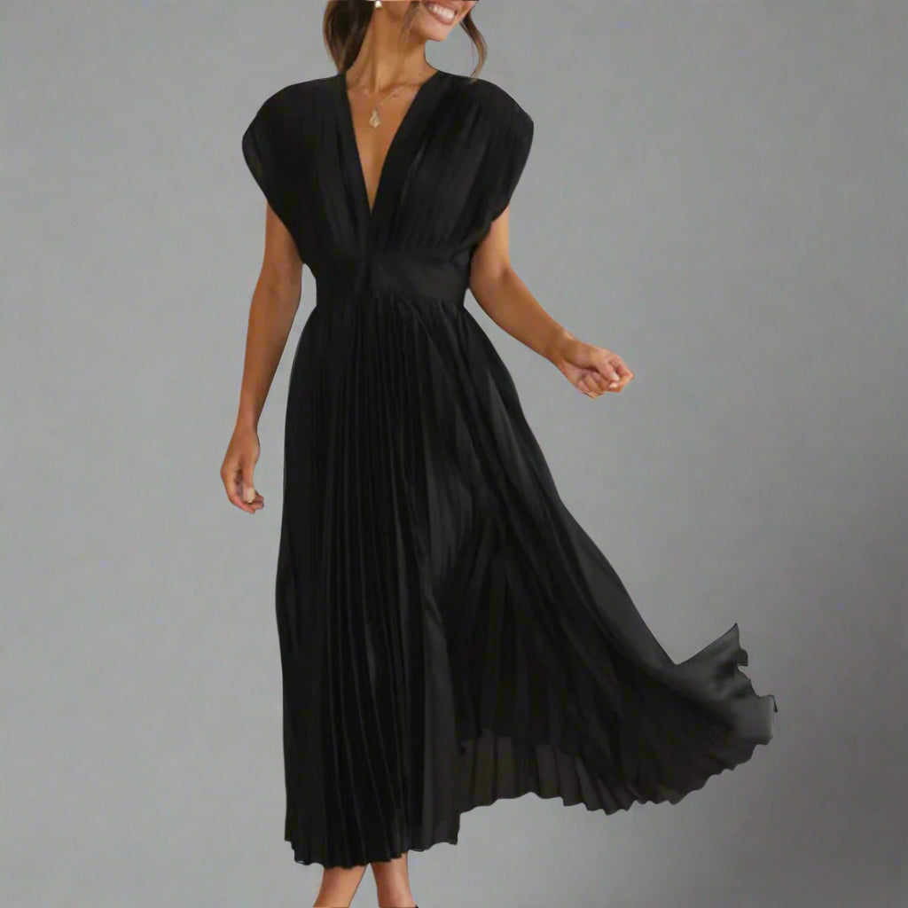 Image of Alana | Women's V-Neck A-Line Midi Dress