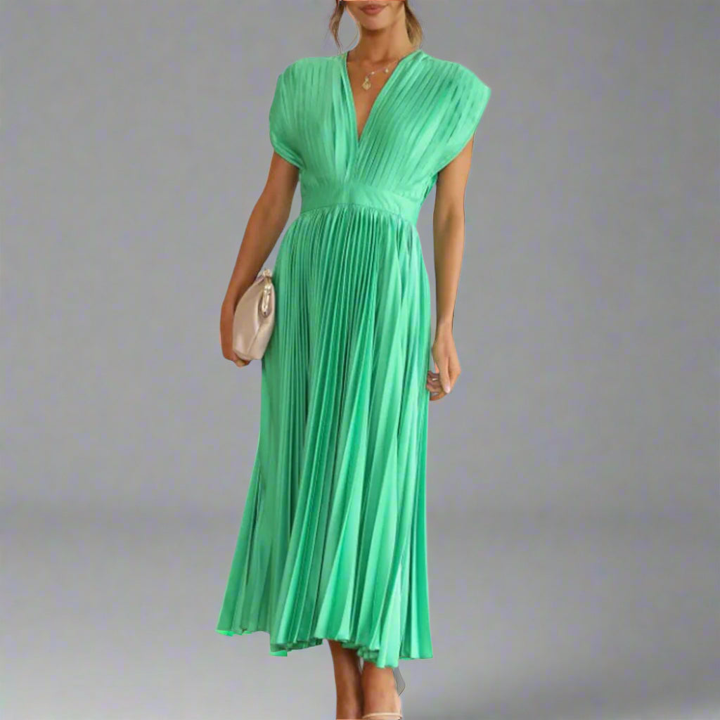 Image of Alana | Women's V-Neck A-Line Midi Dress