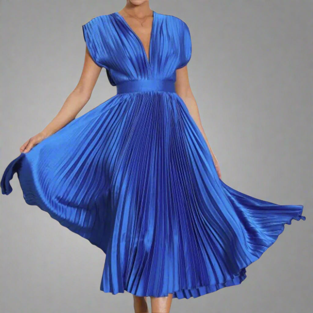 Image of Alana | Women's V-Neck A-Line Midi Dress