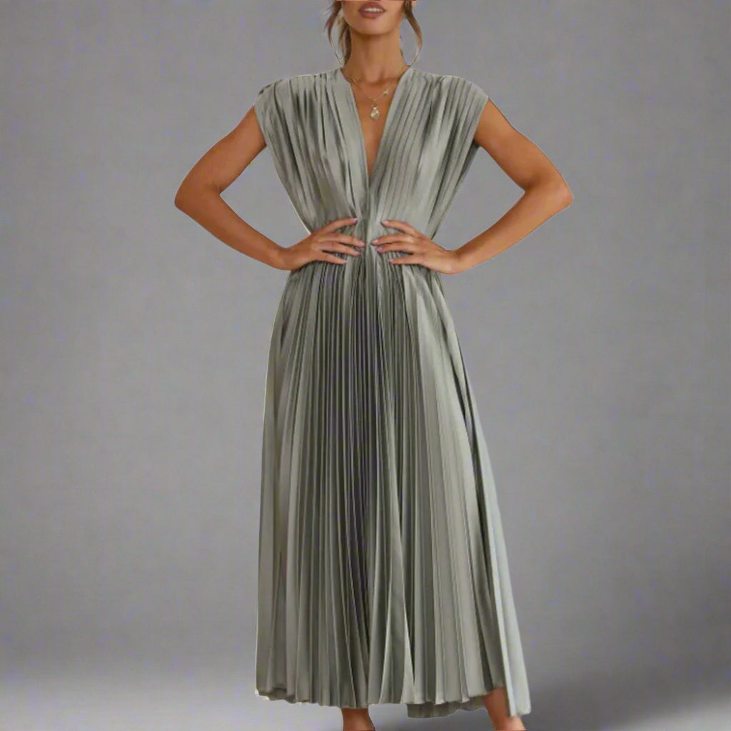 Image of Alana | Women's V-Neck A-Line Midi Dress