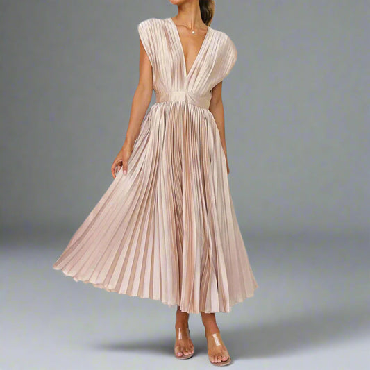 Image of Alana | Women's V-Neck A-Line Midi Dress