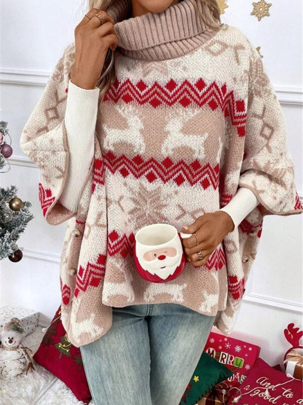 Image of Alice | Women's Oversized Turtleneck Poncho Sweater