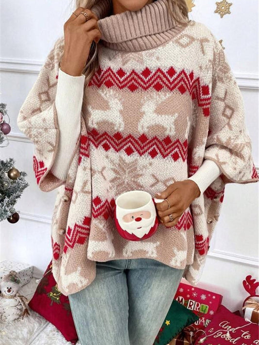 Image of Alice | Women's Oversized Turtleneck Poncho Sweater