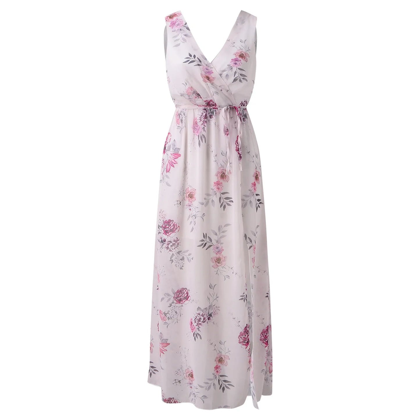 Image of Alison | Women's V-Neck Floral Wrap Maxi Dress