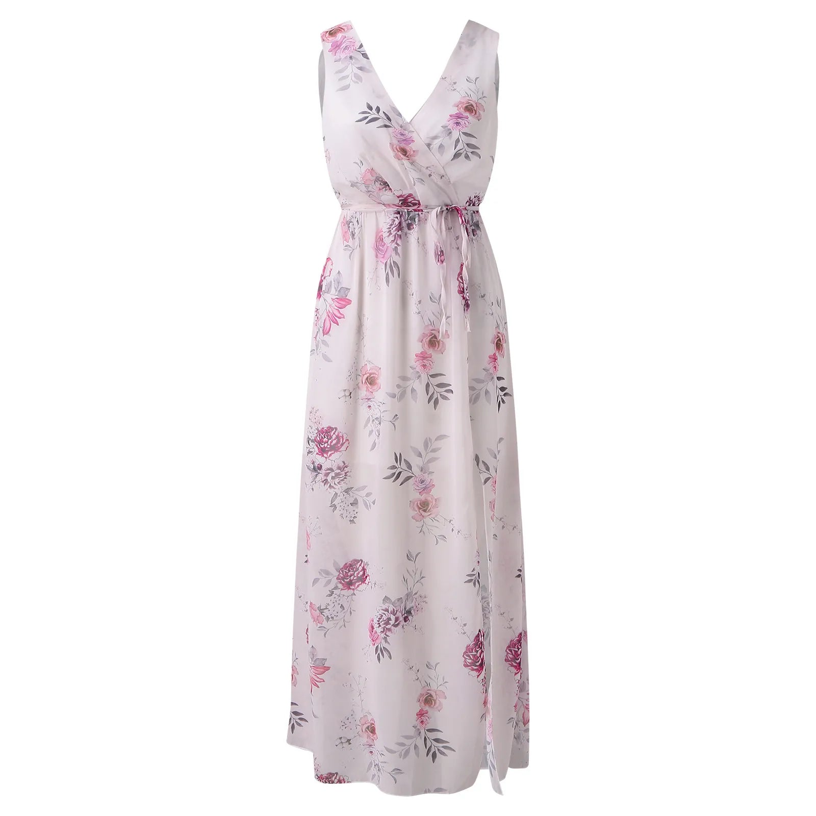 Image of Alison | Women's V-Neck Floral Wrap Maxi Dress