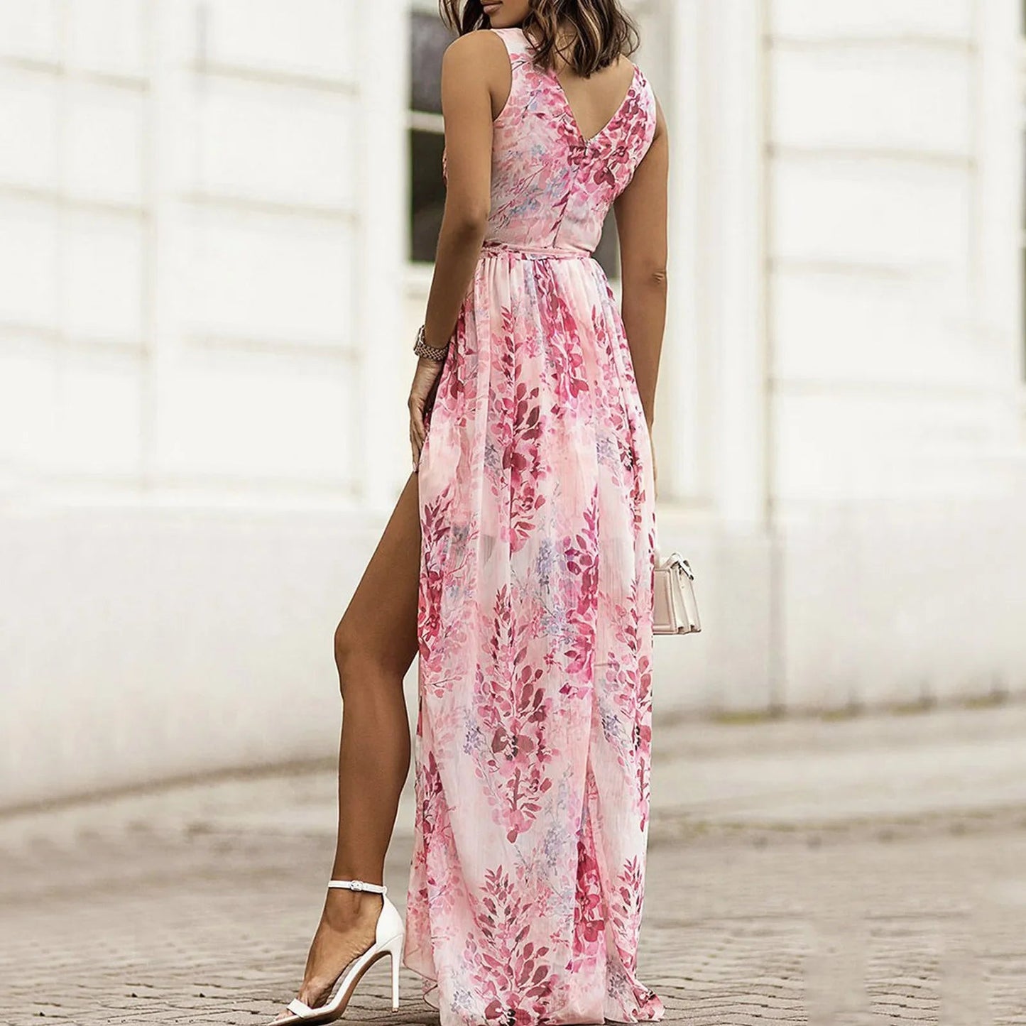 Image of Alison | Women's V-Neck Floral Wrap Maxi Dress