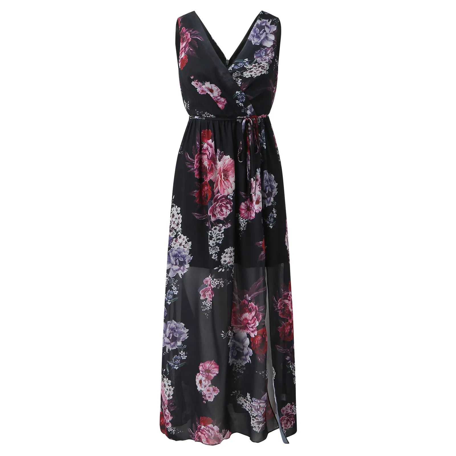 Image of Alison | Women's V-Neck Floral Wrap Maxi Dress