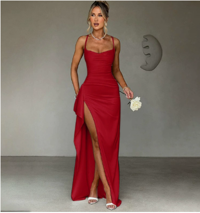 Image of Amanda | Women's Spaghetti Strap Slip Maxi Dress