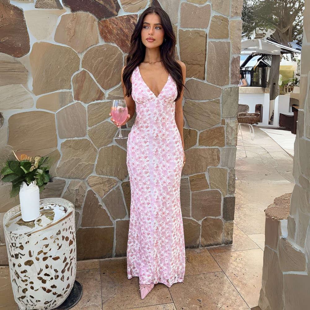 Image of Amanda | Women's V-Neck Floral Maxi Dress