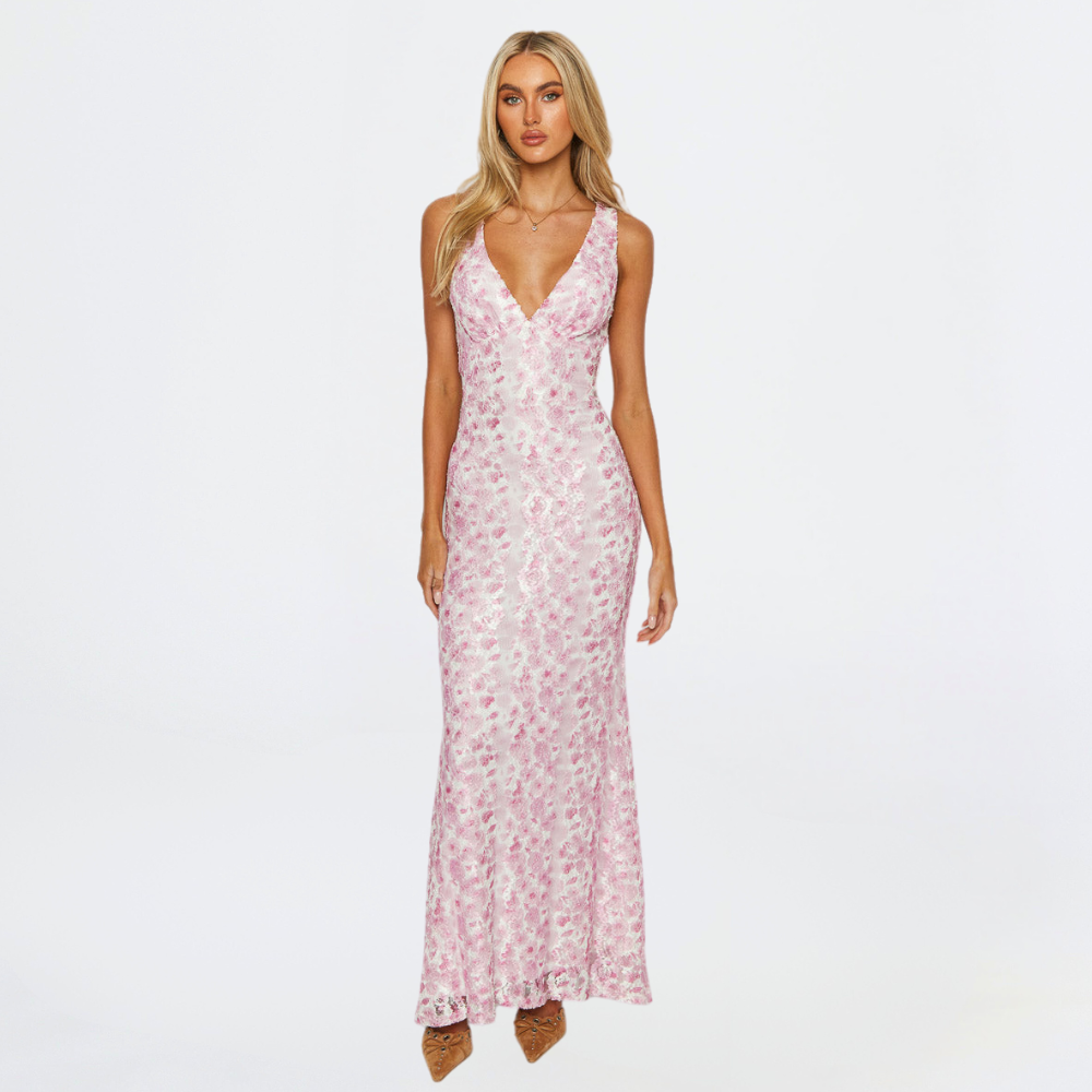 Image of Amanda | Women's V-Neck Floral Maxi Dress