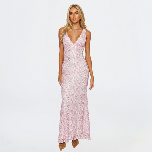 Image of Amanda | Women's V-Neck Floral Maxi Dress