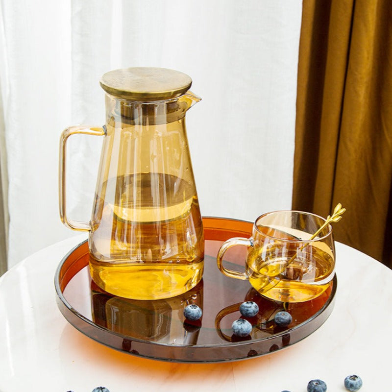 Amber Acrylic Vanity Organizer Display Tray, Round or Rectangular