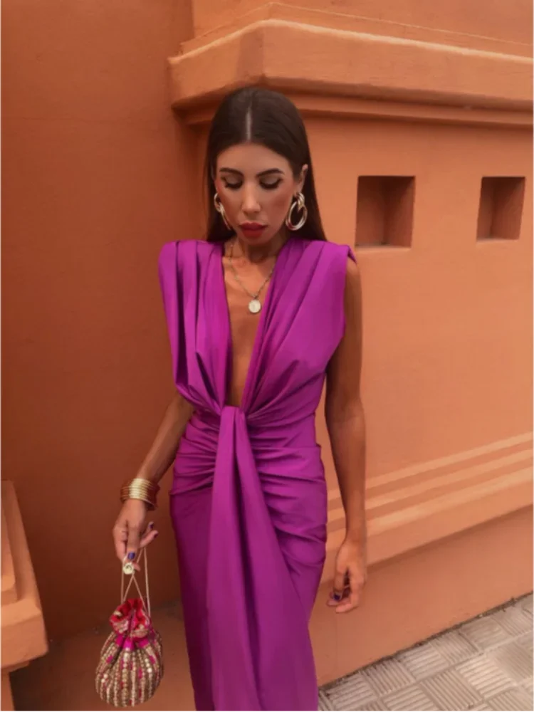 Image of Amy | Women's V-Neck Midi Dress