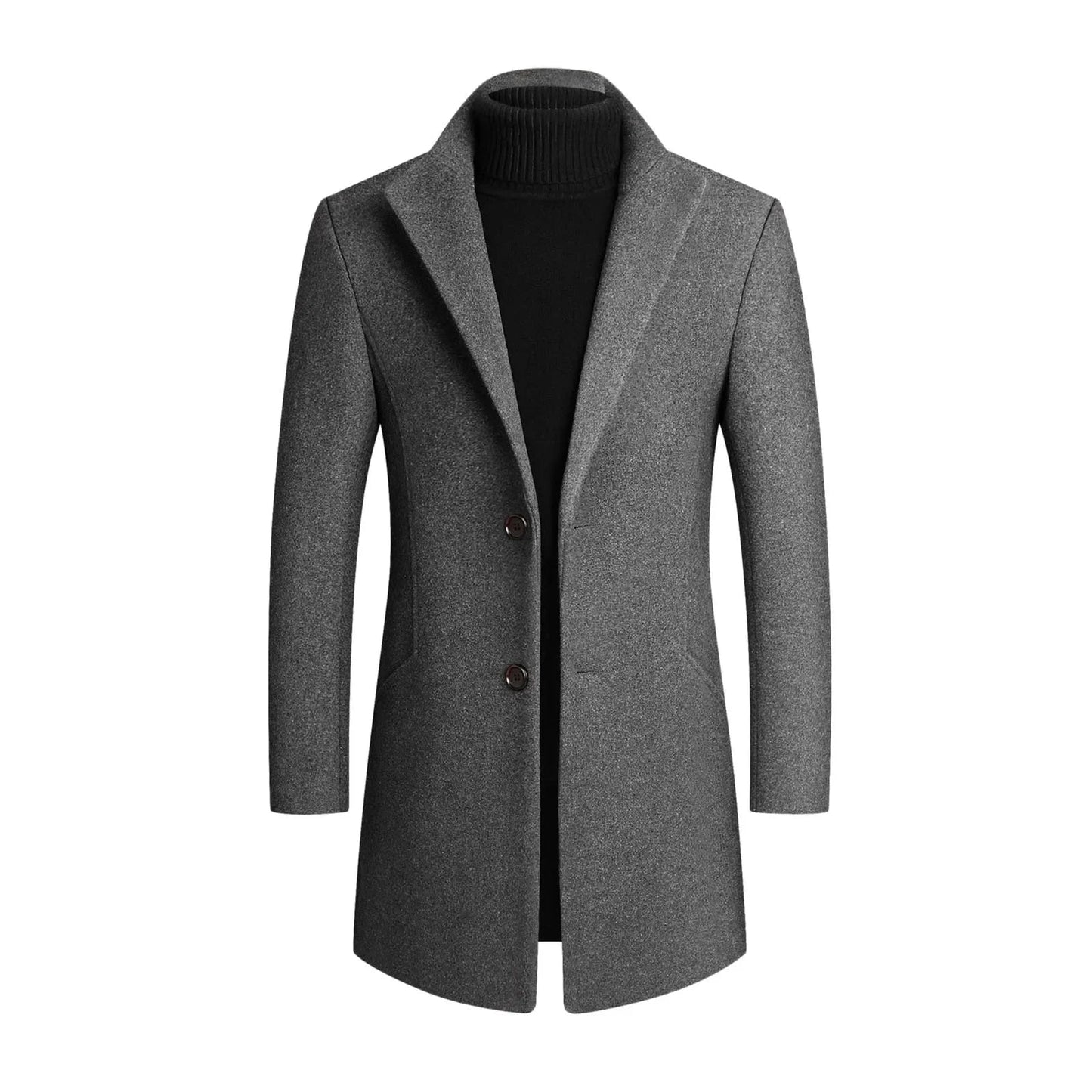 Image of Andrew | Men's Notched Lapel Mid-Length Overcoat