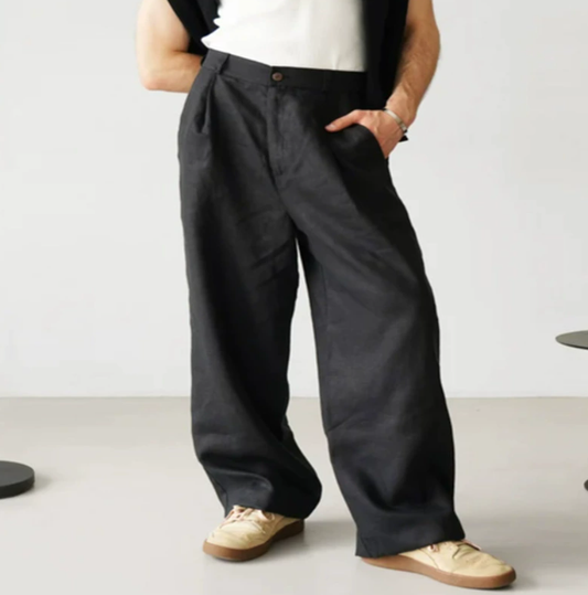 Image of Andy | Men's High-Waisted Pleated Trousers