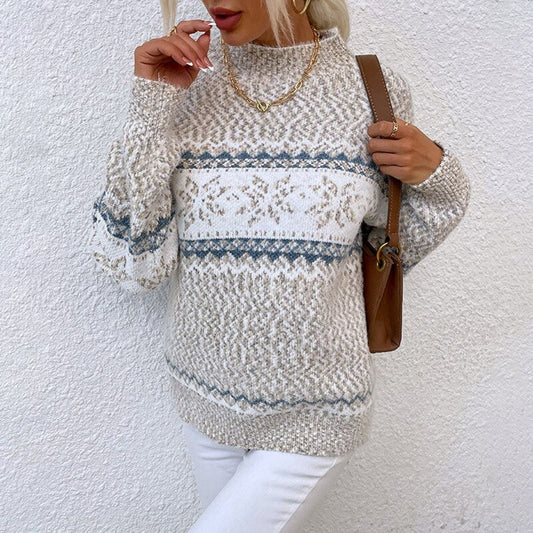 Image of Angela | Women's Fair Isle Crew Neck Long Sleeve Sweater