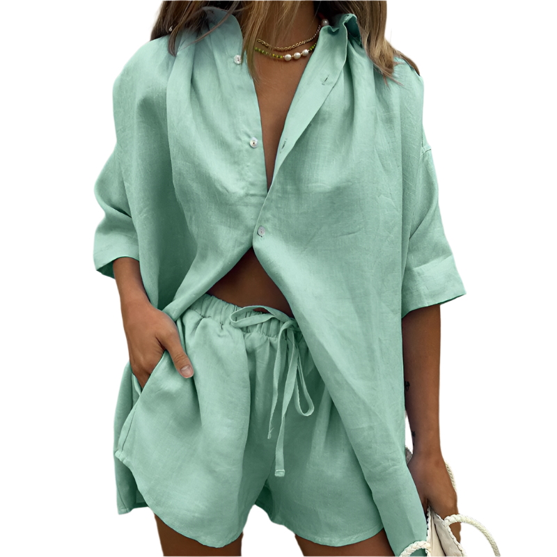 Image of Ariana | Women's Button-Down Shorts Set