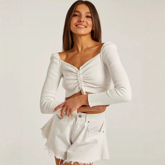 Image of Ava | Women's Ruched Front Long Sleeve Top