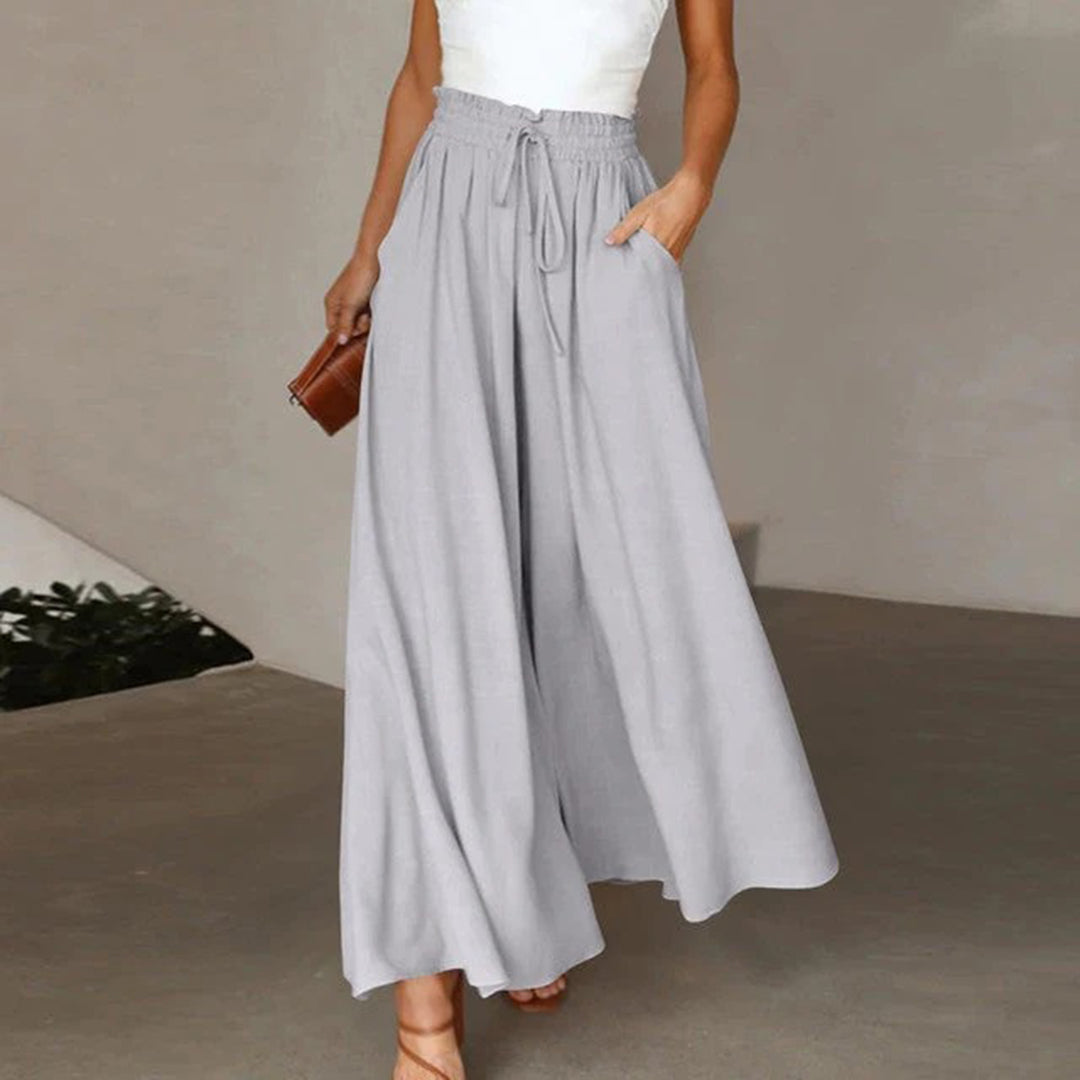 Image of Barbara | Women's High Waisted Flowing Wide Leg Pants