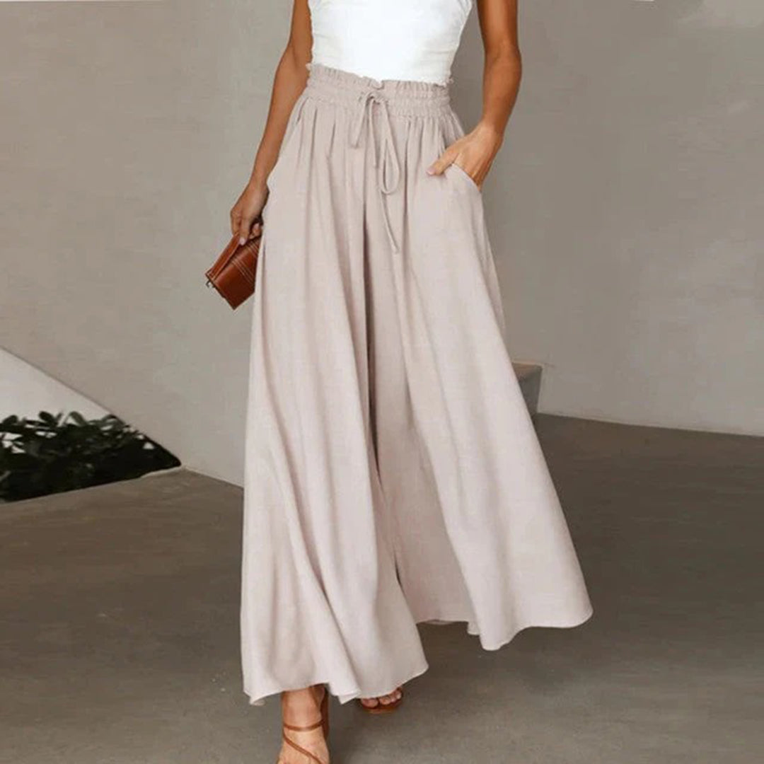 Image of Barbara | Women's High Waisted Flowing Wide Leg Pants