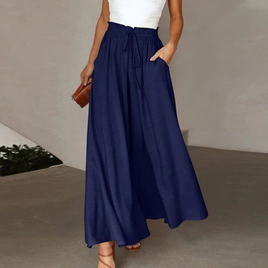 Image of Barbara | Women's High Waisted Flowing Wide Leg Pants