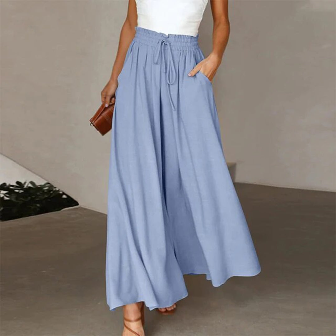 Image of Barbara | Women's High Waisted Flowing Wide Leg Pants