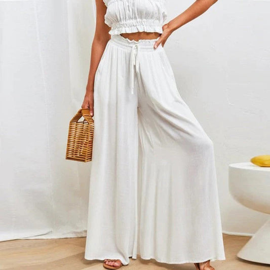 Image of Barbara | Women's High Waisted Flowing Wide Leg Pants