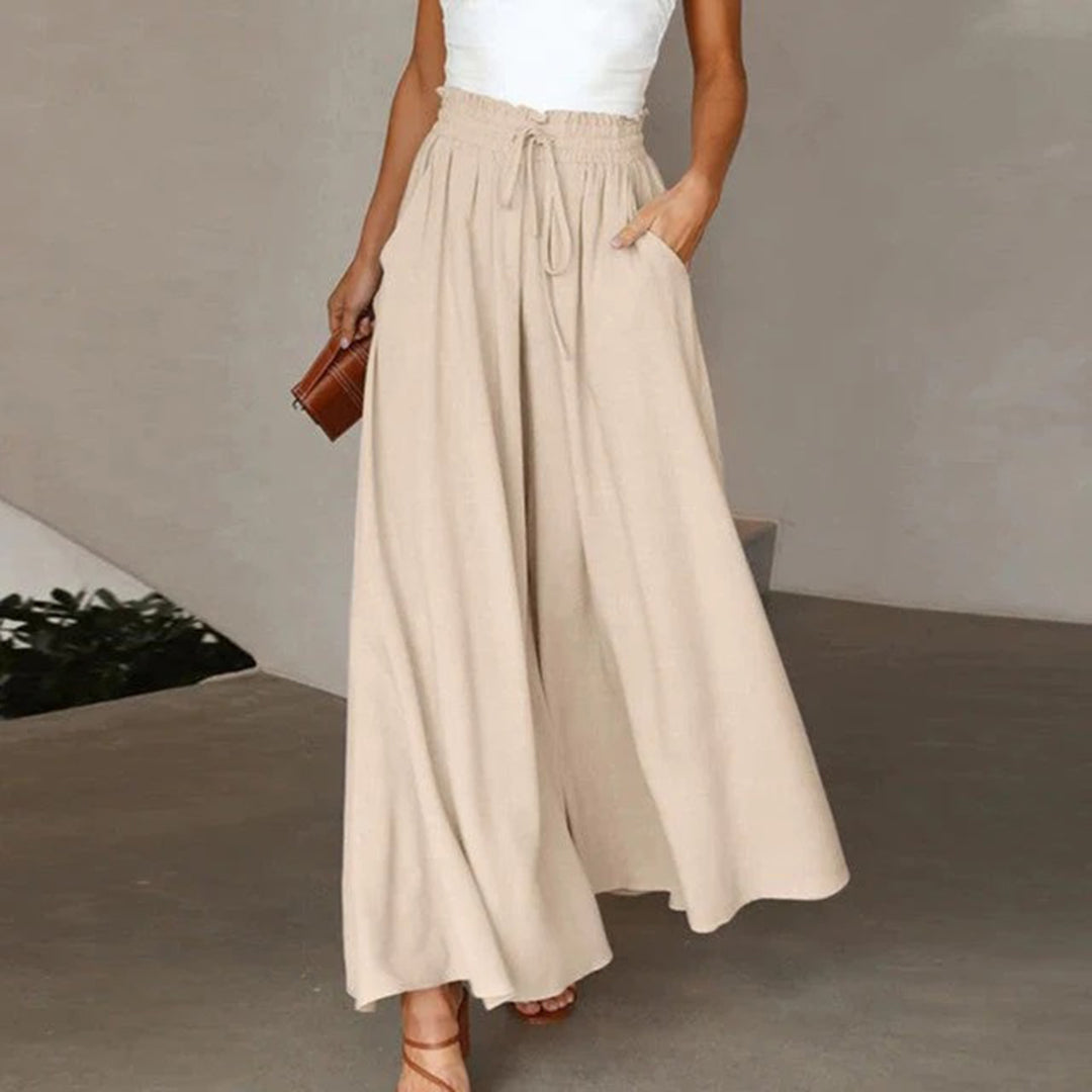 Image of Barbara | Women's High Waisted Flowing Wide Leg Pants