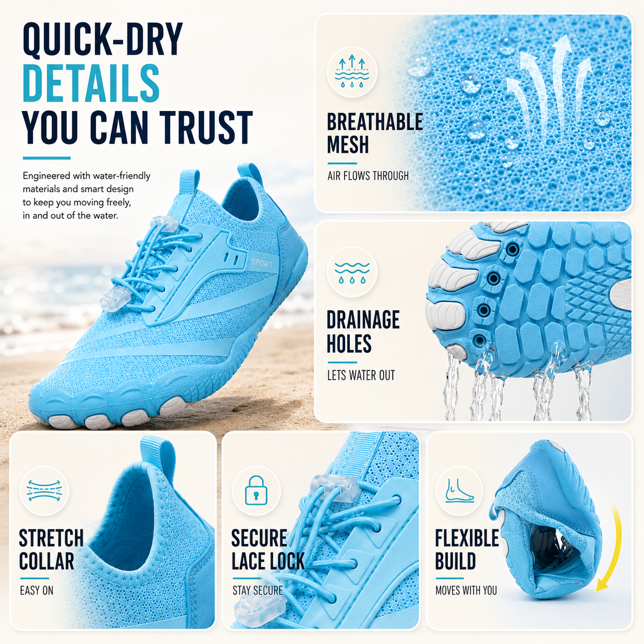 Barefoot Water Shoes | Quick-Dry Non-Slip Beach Shoes