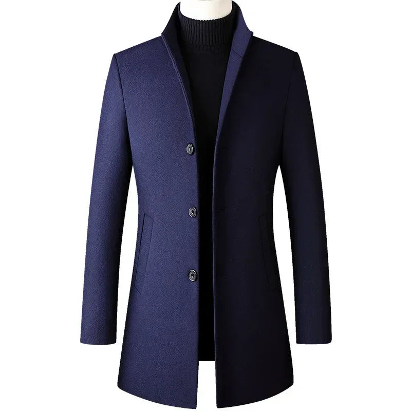 Barney | Men's Slim-Fit Mid-Length Overcoat - Image 3