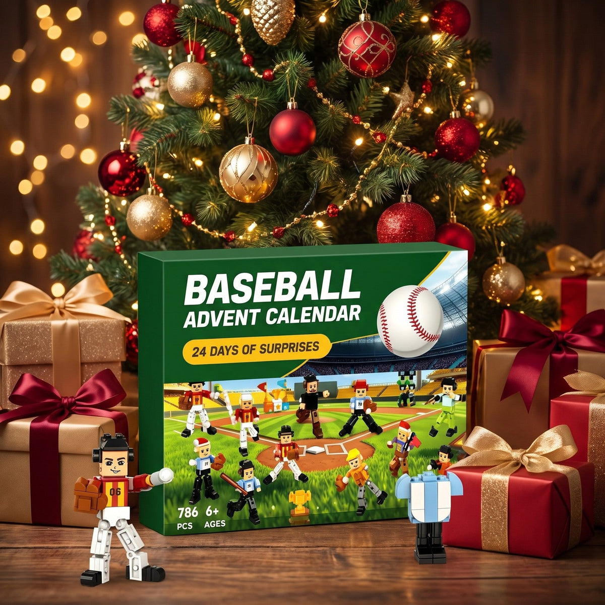 Baseball Advent Calendar, 786-Piece Brick Players and Ballpark Set