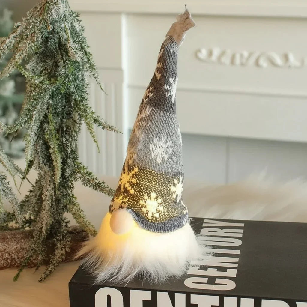Battery-Operated Scandinavian LED Christmas Gnome with Warm White Light and Long Hat