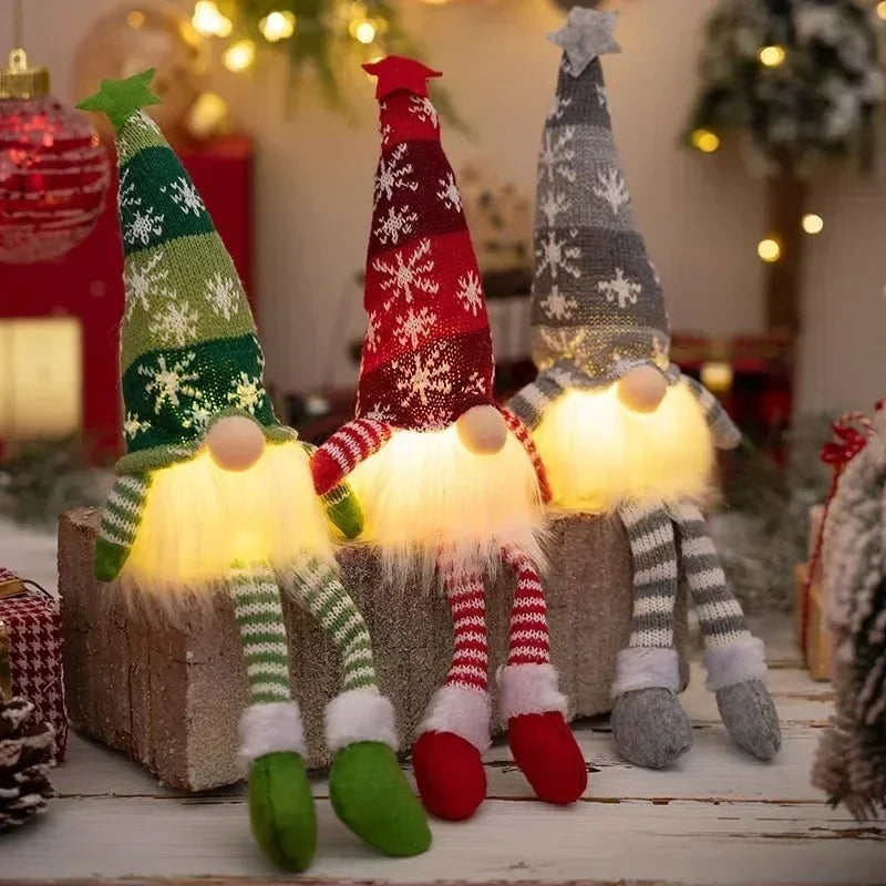 Battery-Operated Scandinavian LED Christmas Gnome with Warm White Light and Long Hat