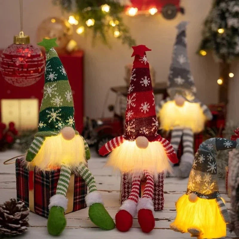 Battery-Operated Scandinavian LED Christmas Gnome with Warm White Light and Long Hat