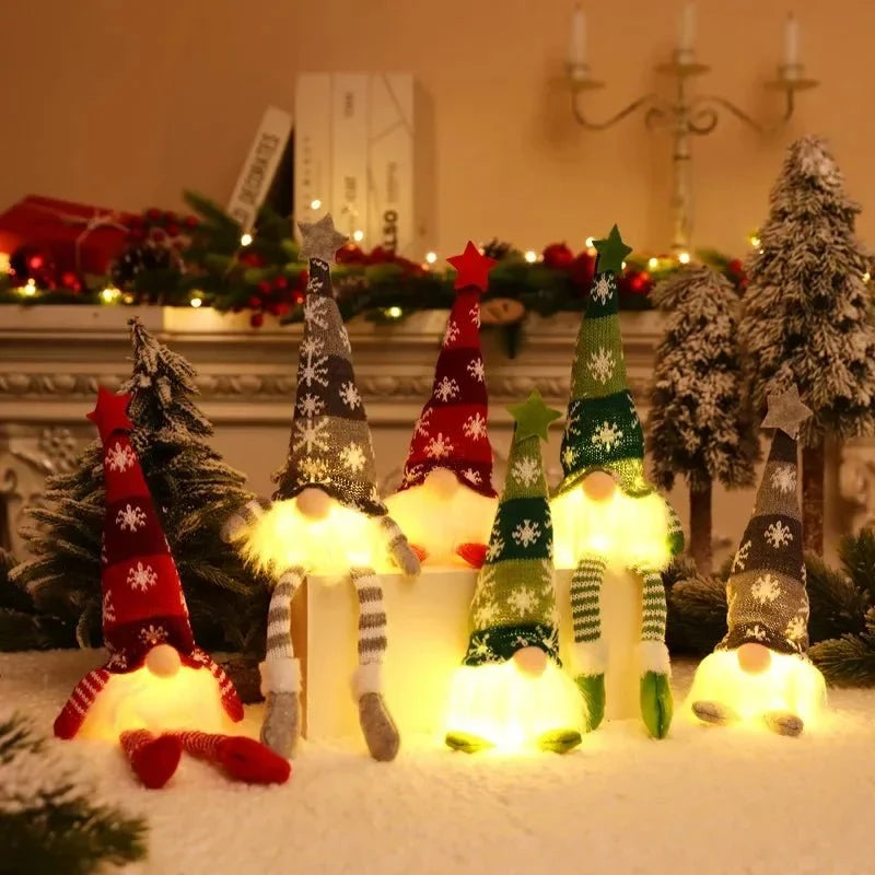 Battery-Operated Scandinavian LED Christmas Gnome with Warm White Light and Long Hat