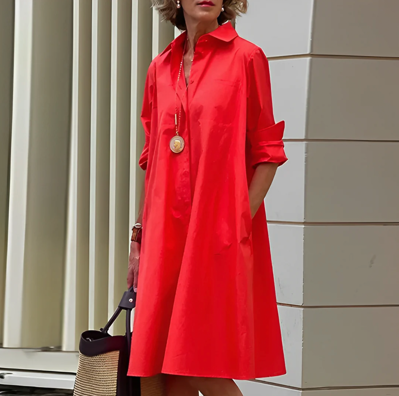Image of Bella | Women's Long Sleeve A-Line Midi Dress