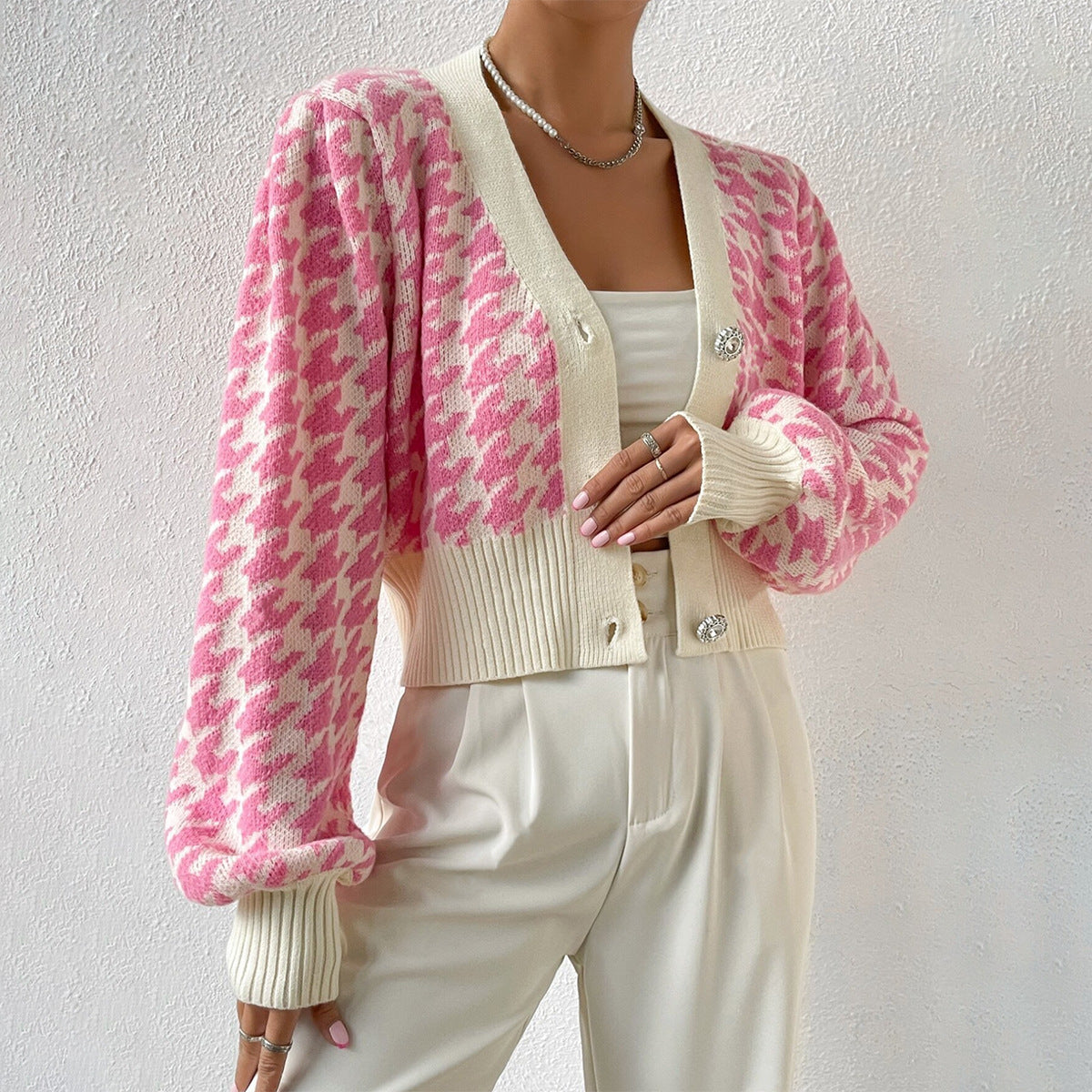 Image of Betty | Women's Cropped V-Neck Cardigan