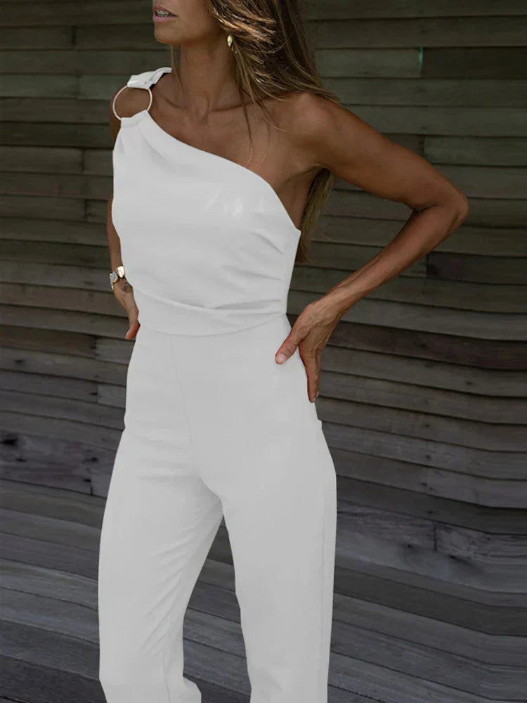 Image of Beverly | Women's One Shoulder Wide Leg Jumpsuit