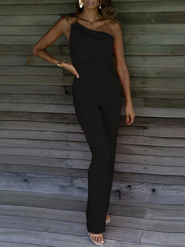 Image of Beverly | Women's One Shoulder Wide Leg Jumpsuit