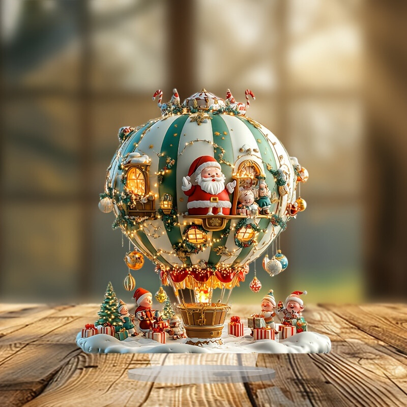 Boho Balloon - Santa & Elves Acrylic Decorative Plaque