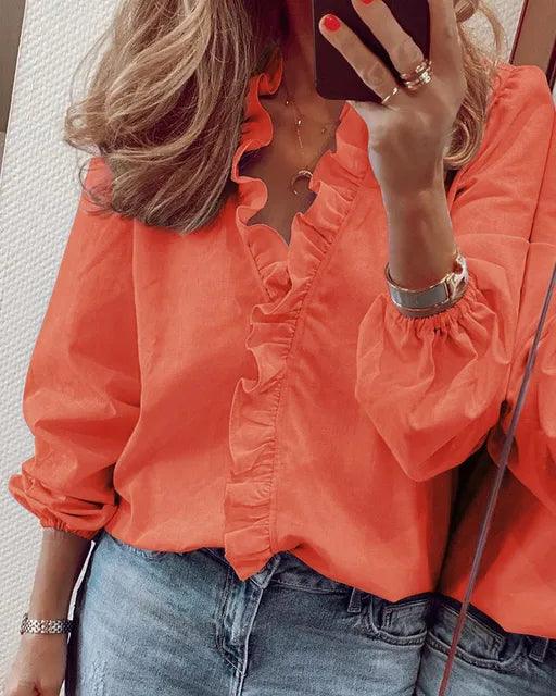Image of Brenda | Women's Ruffle Long Sleeve Blouse