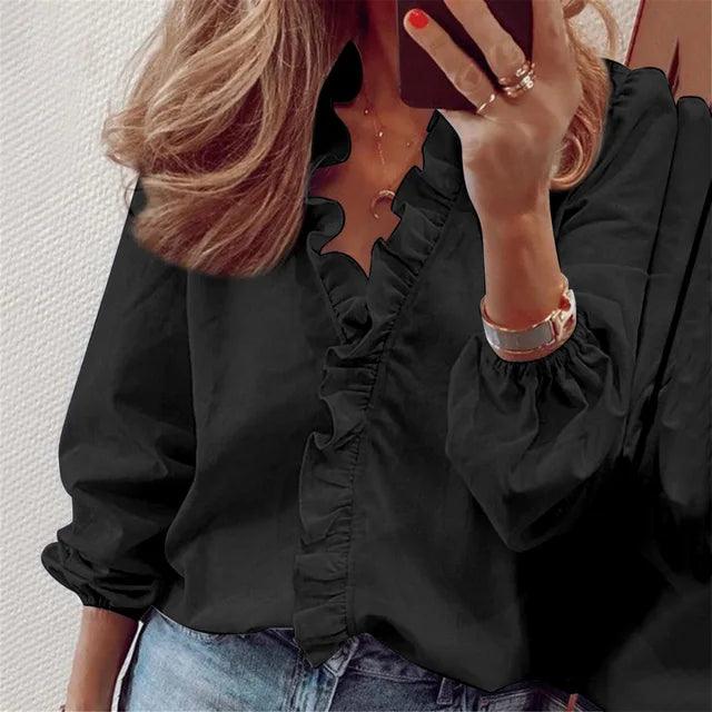 Image of Brenda | Women's Ruffle Long Sleeve Blouse