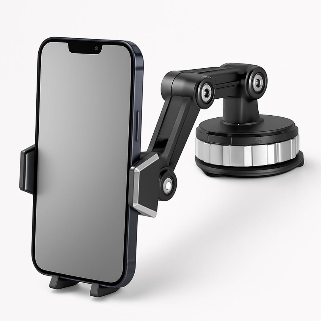 Car Phone Mount with Suction Cup, 360° Rotating & Adjustable Arm