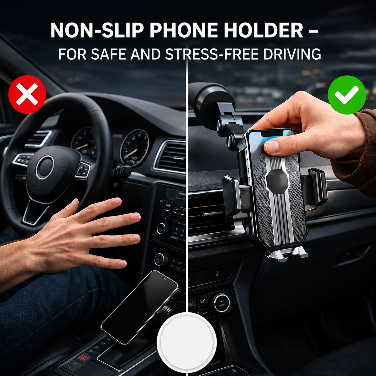 Car Phone Mount with Suction Cup, 360° Rotating & Adjustable Arm